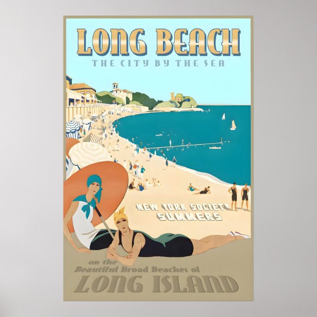 Affiche Long Beach Long Island New York South Shore Retro (Devant)