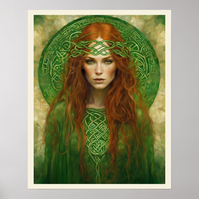 Affiche Long Cheveux Rouge Vert Céleste Knot Headband Femm (Devant)