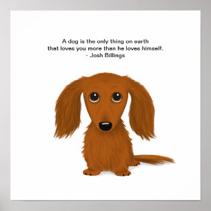 Affiche Long Haired Dachshund avec Josh Billings