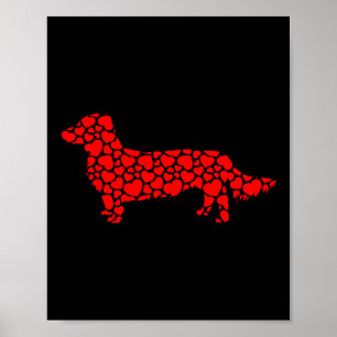 Affiche Long Haired Dachshund Chien mignon Silhouette Coeu