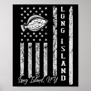Affiche Long Island Ny pour les pêcheurs de Fluke