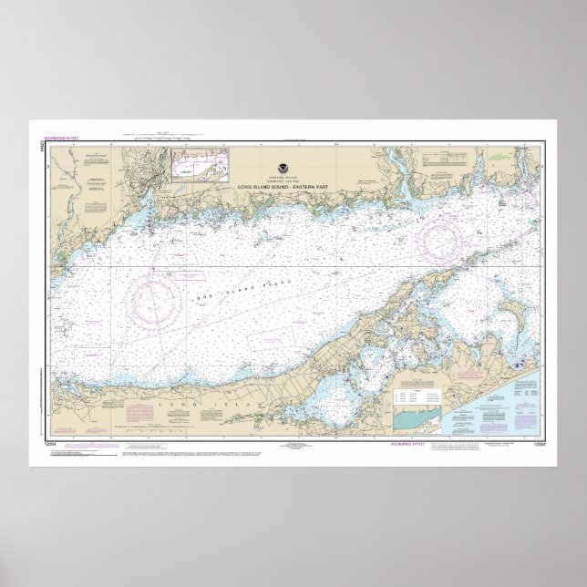 Affiche Long Island Sound Partie Est Carte Nautique (Devant)