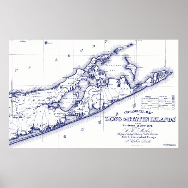 Affiche Long Island The Hamptons Map VC (Devant)