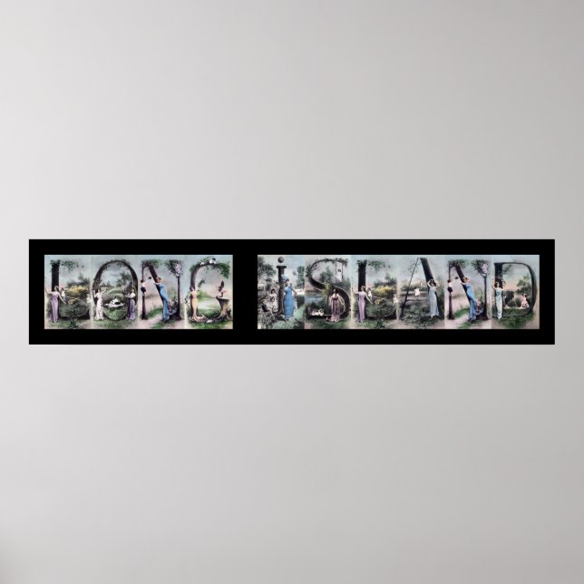 Affiche LONG ISLAND Vintage Alphabet Lettre Nom Art (Devant)