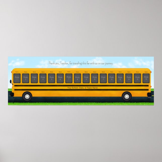 Affiche Long Yellow School Bus 16 Photo Custom Keepsaké (Devant)