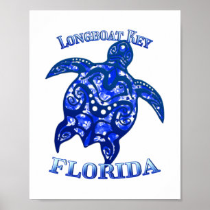 Affiche Longboat Key Florida Vacances Tortue tribale