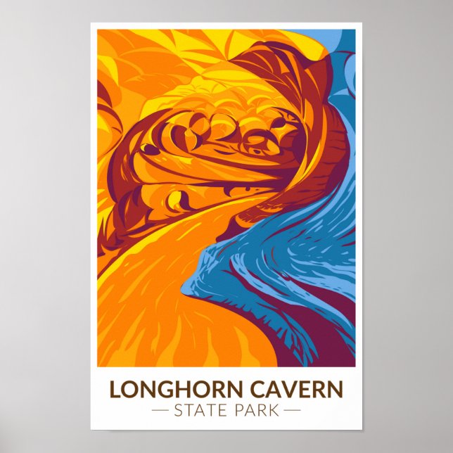 Affiche Longhorn Cavern State Park Texas Vintage  (Devant)