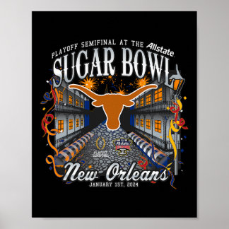 Affiche Longhorns Sugar Bowl 2024 Cfp Semi-Football Nola