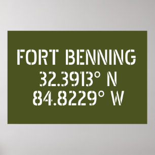 Affiche Longitude de la latitude de Fort Benning