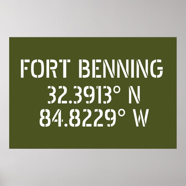 Affiche Longitude de la latitude de Fort Benning (Devant)