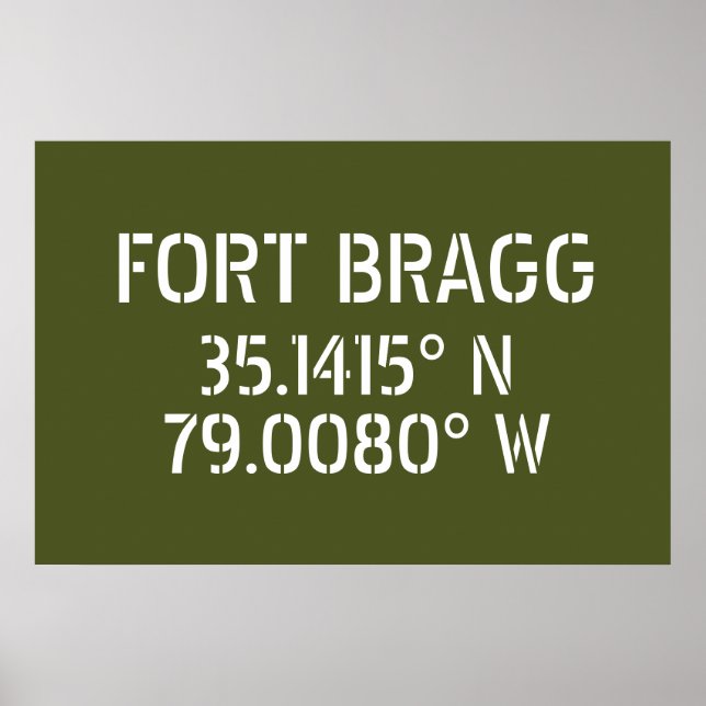 Affiche Longitude de la latitude de Fort Bragg (Devant)
