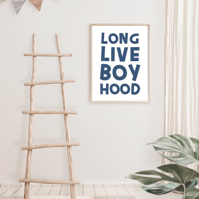 Affiche Longue vie Garçon Hood bleu (long live boyhood, kid wall art, nursery wall art, kid art, long live boy hood print)