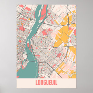 Affiche Longueuil - Canada Chalk City Map