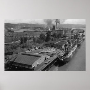 Affiche Longview, WA - vue de port d'air