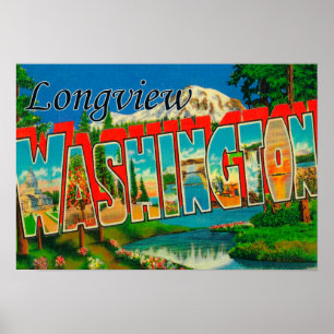 Affiche Longview, Washington - grandes scènes de lettre