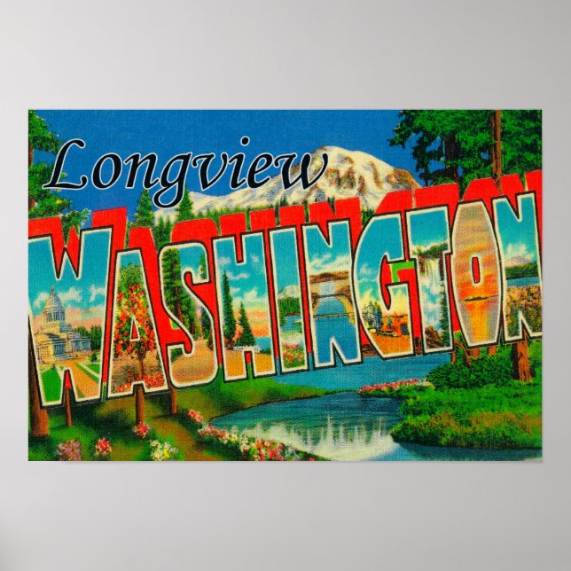 Affiche Longview, Washington - Scènes de grandes lettres (Devant)