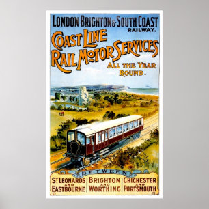 Affiche Lonodon, Brighton et South Coast, vintage