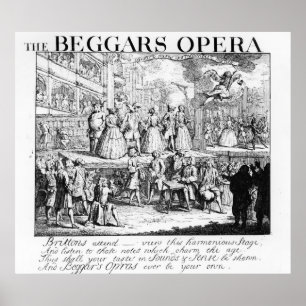 Affiche L'opéra du mendiant parodié, 1728