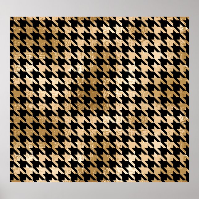 Affiche L'or métallique accroche la dent, motif de mode. (Devant)