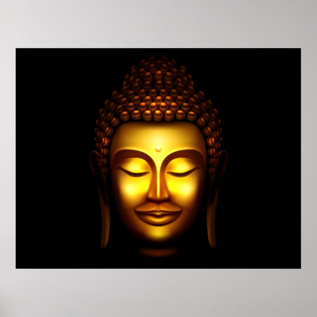 Affiche Lord Bouddha souriant or et noir (Devant)
