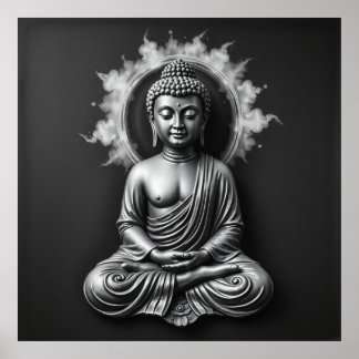 Affiche Lord Buddha - Serene Charcoal Art Portrait