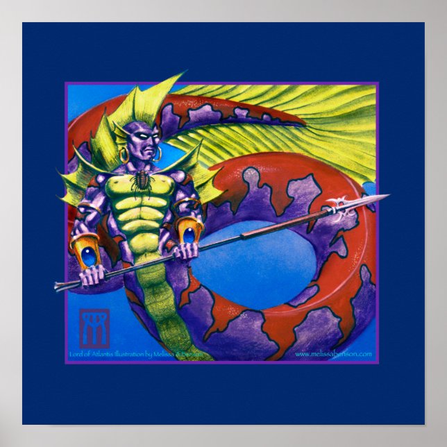 Affiche Lord d'Atlantis sur imprimé bleu (Devant)