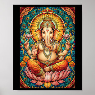Affiche Lord Ganesha Vitrail Dieu hindou Hindouisme