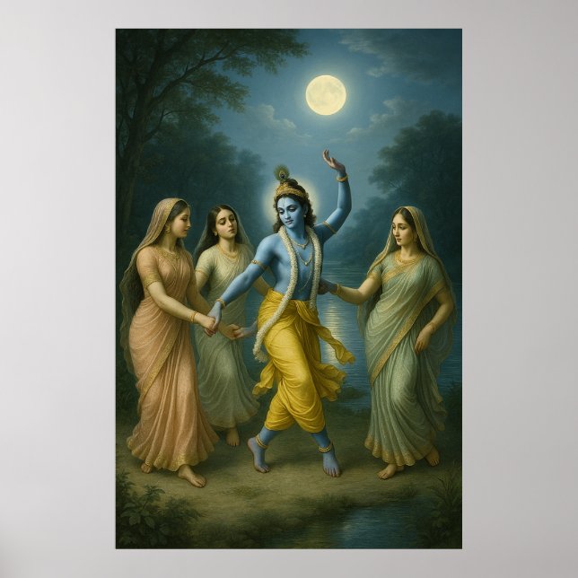 Affiche Lord Krishna Rāsleela | Danse Divine de l'Amour (Devant)