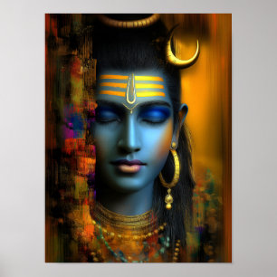 Affiche Lord Shiva Imprimer : Art Visionnaire Abstrait Mod