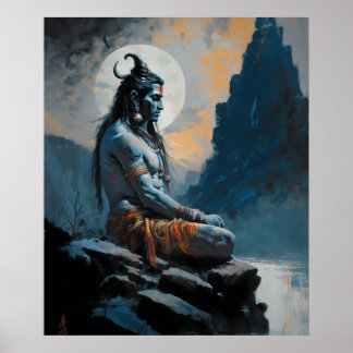 Affiche Lord shiva méditation, chauffage au foyer, cadeau,