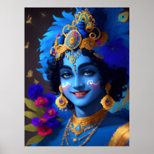 Affiche Lord Shri Krishna Hindu Deity AI Généré