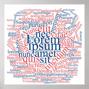 Affiche Lorem Ipsum Word Cloud - version bleu-rouge