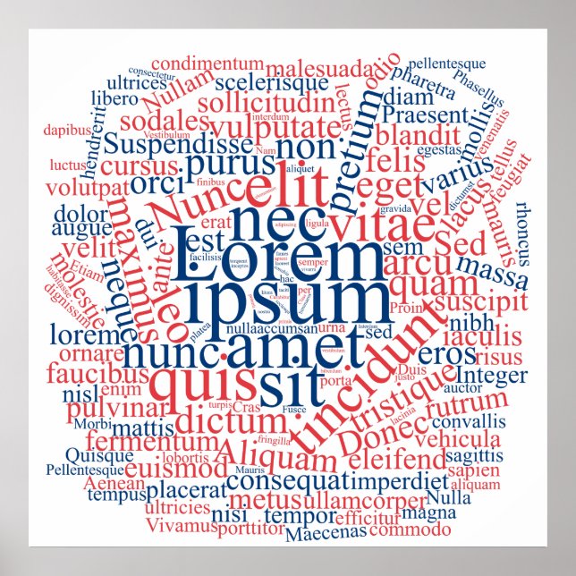 Affiche Lorem Ipsum Word Cloud - version bleu-rouge (Devant)