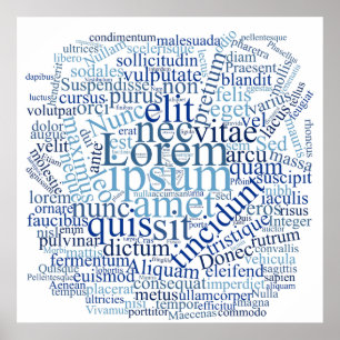 Affiche Lorem Ipsum Word Cloud - version bleue