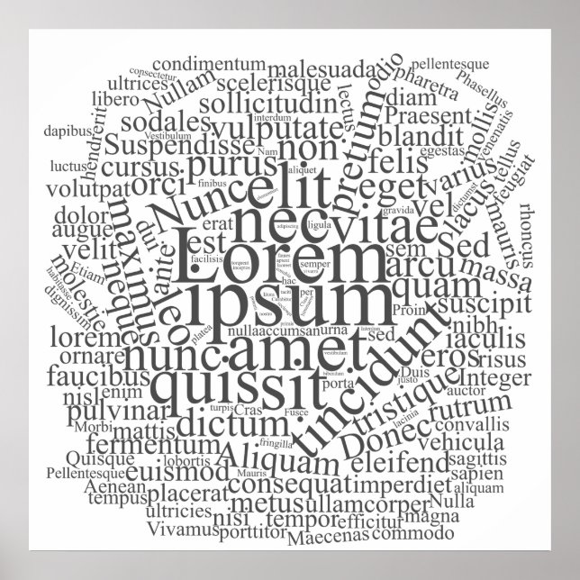 Affiche Lorem Ipsum Word Cloud - version gris (Devant)