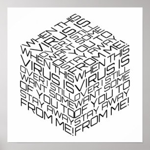 Affiche Lorsque ce virus surpasse le cube de texte noir