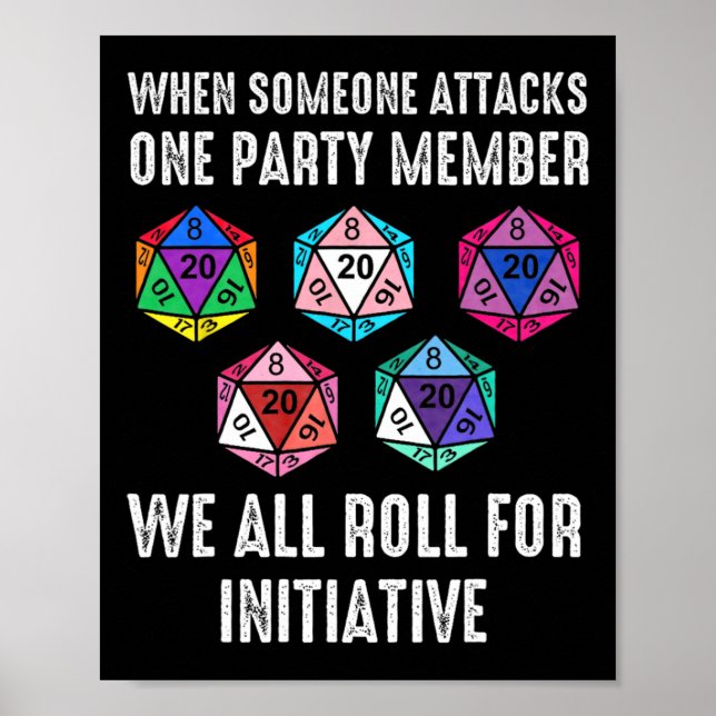 Affiche Lorsqu'Une Personne Attaque Un Membre D20 Dice Lgb (Devant)