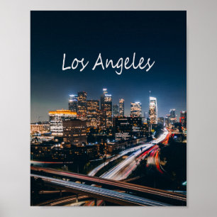 Affiche Los Angeles California City Skyline la nuit