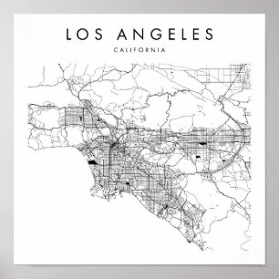 Affiche Los Angeles California Minimal Modern Street Map