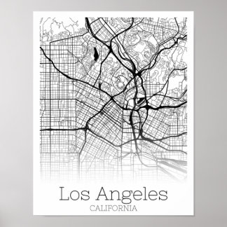 Affiche Los Angeles California Road Map Téléchargement ins
