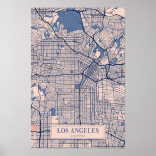 Affiche Los Angeles Californie Carte de la ville venteuse