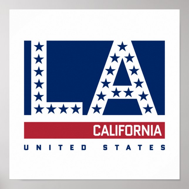 Affiche Los Angeles, Californie | Ligne aérienne rouge, bl (Devant)