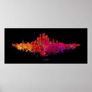 Affiche Los Angeles City Skyline couleur