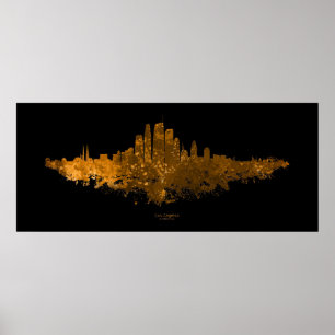 Affiche Los Angeles City Skyline - Orange