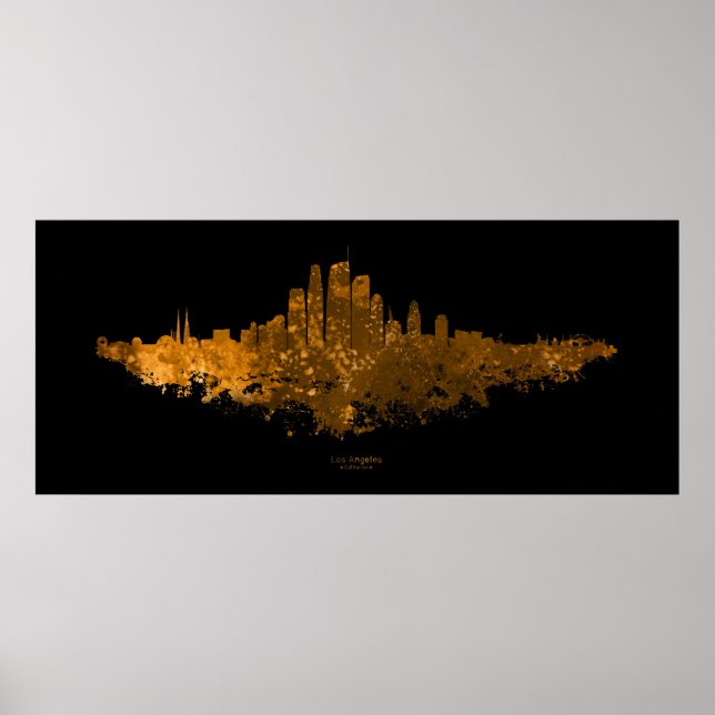 Affiche Los Angeles City Skyline - Orange (Devant)