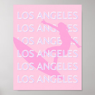 Affiche Los Angeles Travel Art, Californie, Rose, Preppy