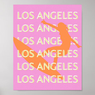 Affiche Los Angeles Travel Art, Californie, Voyage, rose