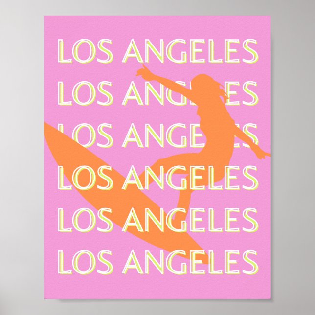 Affiche Los Angeles Travel Art, Californie, Voyage, rose (Devant)
