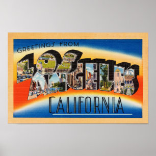 Affiche Los Angeles Vintage Travel Postcard Restored