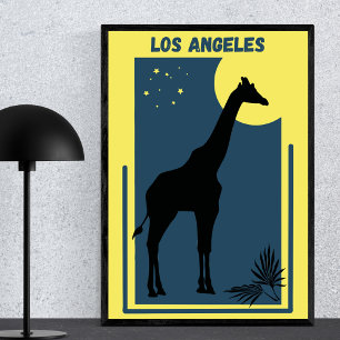 Affiche Los Angeles Zoo California Vintage Giraffe